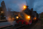 Der Rasende Roland mit der Lok 99 4801 am frühen Abend in Binz LB.