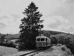 Ende Juli 2022 war der Talbot-Dieseltriebwagen VT4 in Hüinghausen zu sehen.