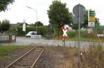 Bahnbergang an der Selfkantbahn bei Birgden.
Foto vom 12.7.2009