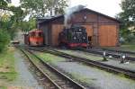 99 1778-2 der DB AG vor dem Schuppen in Radeburg 17.09.01