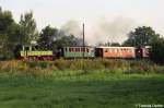 Der Traditionszug mit IV K 132 verlsst Friedewald Bad in Richtung Radebeul-Ost im September 2005.