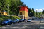 Der Ein-und Ausfahrtsbereich des Bahnhofes Kurort Kipsdorf, aufgenommen am 17.06.2017.