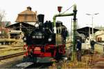 99 1608-1 beim Auffllen der Wasservorrte in Dippoldiswalde am 31.03.2002