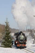 Winterdampf pur im oberen Abschnitt der Weieritztalbahn.