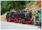 99 1771-7 der Weißeritztalbahn, ex (DB) DR 099 736-1, ex DR 99 771 hat am 26.08.2013 mit ihren Personenzug den Bahnhof Seifersdorf erricht.