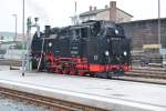99 1746-9 hat am 16.04.2010 den Bahnhof Dippoldiswalde erreicht und wird vor der Rückfahrt nach Freital mit Wasser versorgt.