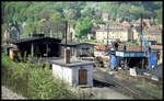 Blick am 5.5.1995 auf das BW Gelände in Freital Hainsberg. Im Schuppen steht 99747.