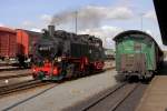 99 1771 hat soeben ihren Zug aus Dippoldiswalde im Bahnhof Freital-Hainsberg  abgeliefert  und ist auf dem Weg ins Bw um ihre Kohle- und Wasservorrte zu ergnzen.