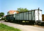 Ein schsischer Bahnpostwagen der Gattung IIb und ein Gedeckter Gterwagen GGw waren am 20.05.02 auf dem Gelnde des Haltepuktes Wilsdruff anzutreffen.