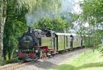 07.August 2016, An diesem Wochenende fand um Zittau die 10.Historic-Mobil statt. Der  Reichsbahn-Zug  mit Salonwagen trifft in Kurort Jonsdorf ein.