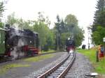 Bahnhof Johnsdorf und 3 Einheitsloks, 99 749, 735 und 758, 11.08.07