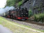 Das auch Schmalspurbahnen schnell fahren knnen das merkt man an der Unschrfe des Bildes, der Fokus kam nicht nach, Oybin 11.08.07