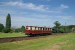 VT 137 der Zittauer Schmalspurbahnen zwischen dem HP Jonsdorf und Endbahnhof Jonsdorf.
August 2009