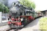 Dampflok 99 749 mit Personenzug, Bf Zittau am 29.06.2006