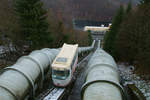 Die Standseilbahn des Kraftwerkes Wendefurth dient dem innerbetrieblichen Personenverkehr zwischen der Talsperre Wendefurth und dem Oberbecken.