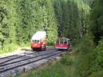 Gterbhne und Personenwagen am 8.8.2008 an der Ausweiche