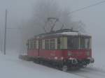 Innerhalb von Wolken sieht es sicher auch so aus. 479 203-2 der Oberweissbacher Berg- und Schwarzatalbahn ist an der Endstation Cursdorf angekommen. 24.2.2013