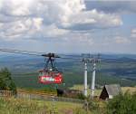Gondel der Fichtelbergschwebebahn kurz vor der Bergstation, 31.7.010.