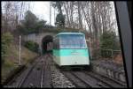 Kabine 2 der Merkur Bergbahn in der Ausweiche am 14.3.2016.