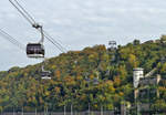 Rheinseilbahn von Koblenz über den Rhein hoch nach Ehrenbreitstein.