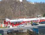 Blick auf das Wolkensteiner Zughotel, mit Salonwagen und Schlafwagen 12.04.2007
