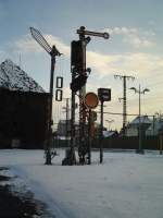 Blick auf die aufgestellen Signale im Lehrte.