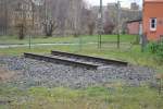 Ein Stck Bahnschiene vor dem Museumstellwerk in Lehrte am 20.11.2010