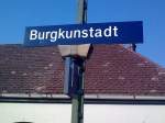 Bahnhofsschild von Burgkunstadt.