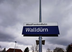 Bahnhofsschild von Walldürn, am 23.3.2016