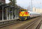 Final voyage - MEG 1 275 219-4 mit DB / DSB 605 011 und DB / DSB 605 003 am 09.04.2021 durch den Bf Anklam 