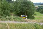 Einst und Jetzt (5) : Kaum zu glauben, die selbe Stelle bei Weiher am 14.6.2014 mit Solardaisinenbetrieb. Orientierung bietet der auf beiden Aufnahmen erkennbare Kilometerstein 2,4 !
