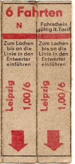 Einzelfahrscheine fr die Leipziger Verkehrsbetriebe aus dem Jahre 1987