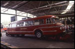 Eisenbahn Museum Bochum Dahlhausen am 11.5.1991: Schistrabus in der modernen Fahrzeughalle