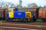 Die kleine V51 der TeutoburgerWald-Eisenbahn beim Ordnung schaffen auf den Gtersloher HBf am 22.04.2009.