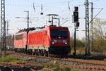 Lokzug 187 162 mit 155 180-3 am 15.04.2019 durch Anklam.