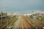 Blick von der Donnersbergerbrcke Richtung Hbf Mnchen im Juli 09