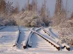 Verschneite Gleise am 04.01.2010 im nicht mehr genutzten Teil des Aachener Westbahnhof.