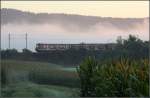 Morgennebel im Remstal -     Eine S-Bahn auf der Remsbahn bei Weinstadt-Endersbach.