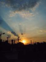 Sonnenuntergang in Kln, Blickrichtung Aachen/ Krefeld