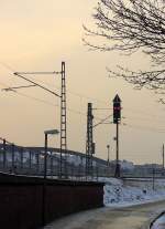 Winterstimmung an der Zollgrenze zum Hamburger Freihafen, 28.1.2012