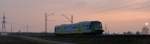 Ein Triebwagen der AGILIS am späten Nachmittag nördlich von Bamberg 31.01.2014