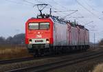 MEG 156 003-6 + 143 630-2 + 143 935-5 + 143 163-4 (ex Nah.SH) als Überführung durch Vorpommern von Mukran kommend am 25.01.2021