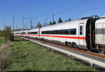 Von 183 500-8 (Siemens ES64U4-B) wurden sechs Mittelwagen des ICE-4-Triebzugs 9034 Richtung Halle (Saale) überführt und im Hp Zscherben aufgenommen.