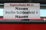 Regionalbahn RB 14 von Nauen nach Berlin-Schönefeld stand am 01.09.2018 in Warnemünde.