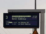 Zugzielanzeige für den Sonderzug SDZ 20862 der ODEG zur Rückfahrt nach Berlin aus dem Ostseebad Binz am 22.