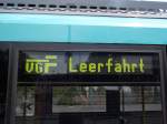 VGF Leerfahrt zeigt diese Matrix Anzeige an am 08.06.13 in Frankfurt Heddernheim