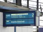 Zugzielanzeiger für den RE1 nach Eisenhüttenstadt. Aufgenommen am 02.09.2014 im Bahnhof Berlin Zoologischer Garten.