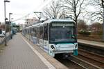 VGF Bombardier Flexity Swift U5-50 Wagen 879 am 03.02.24 in Frankfurt Industriehof