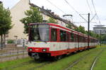 Deutschland, Düsseldorf, Rheinbahn
Strassenbahnwagen 4209+4218, Linie U79, Siegburgerstrasse ins nahe vom  Provinzial Platz 
13/7/2024