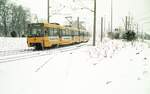 SSB Stuttgart__S-DT4-Zug auf Linie 3 verläßt Bf. S-Möhringen nach Plieningen.__12-1986